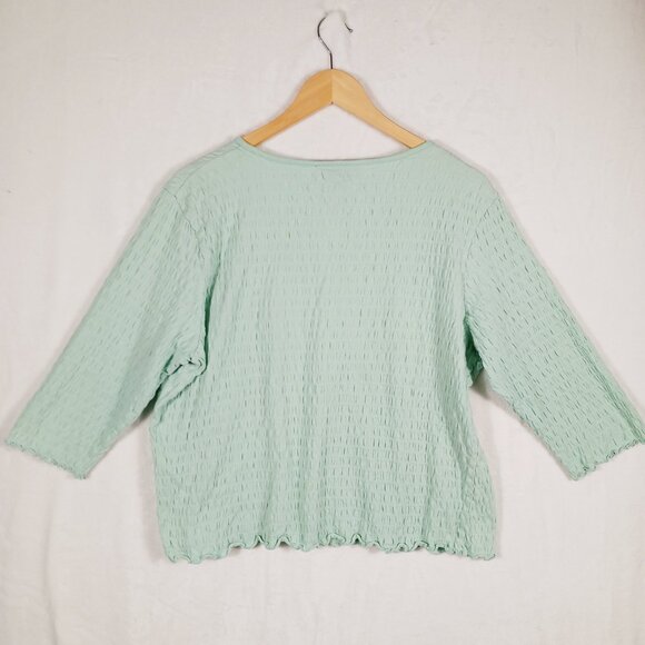 Denim & Company XL, Mint Green Top, 3/4 Sleeve, Light Weight, Casual, Stretchy - Picture 5 of 14
